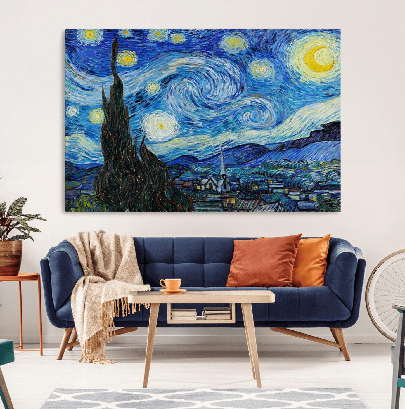 39177-MGV-CV-36X24-Vincent Van Gogh The Starry Night Abstract Wall Art Canvas Print