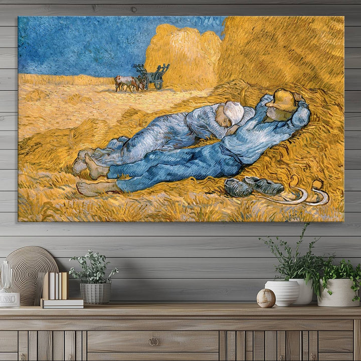 A Vincent Van Gogh Nature canvas print depicting resting farmers.