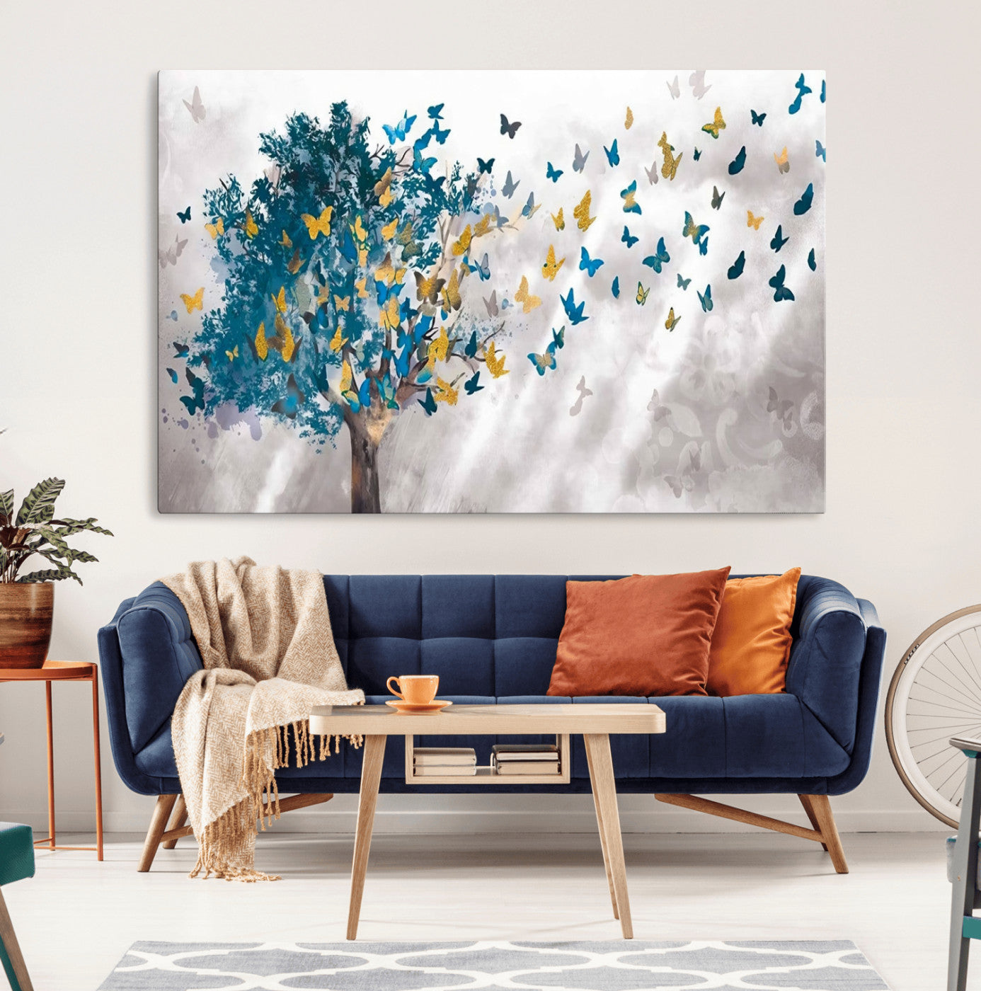 MGV-CV-36X24 - Tree Butterfly Abstract Tree and Butterfly Wall Art Canvas Print