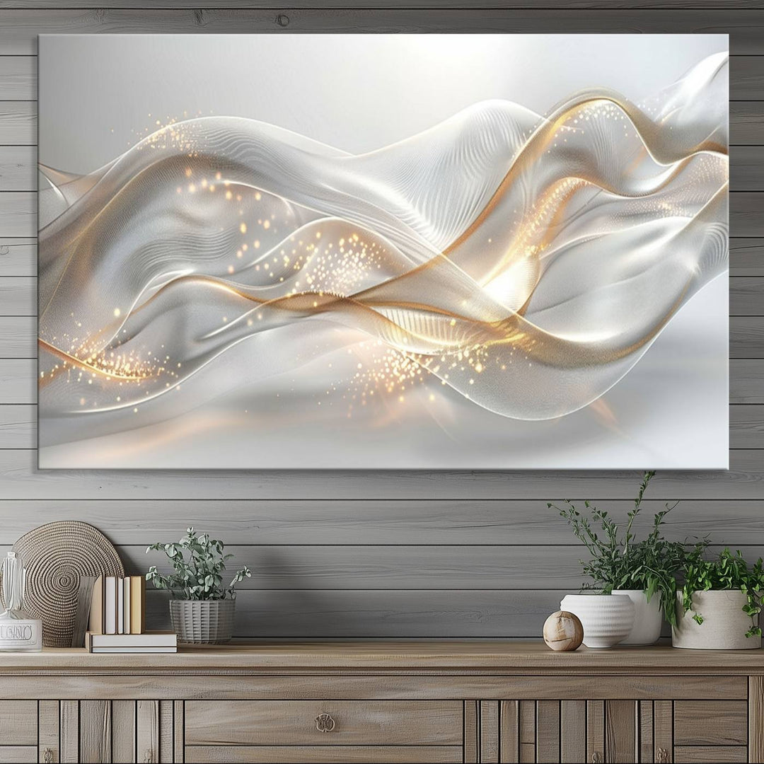 The Abstract Art Grey and Gold Lines Wall Art is a standout piece.