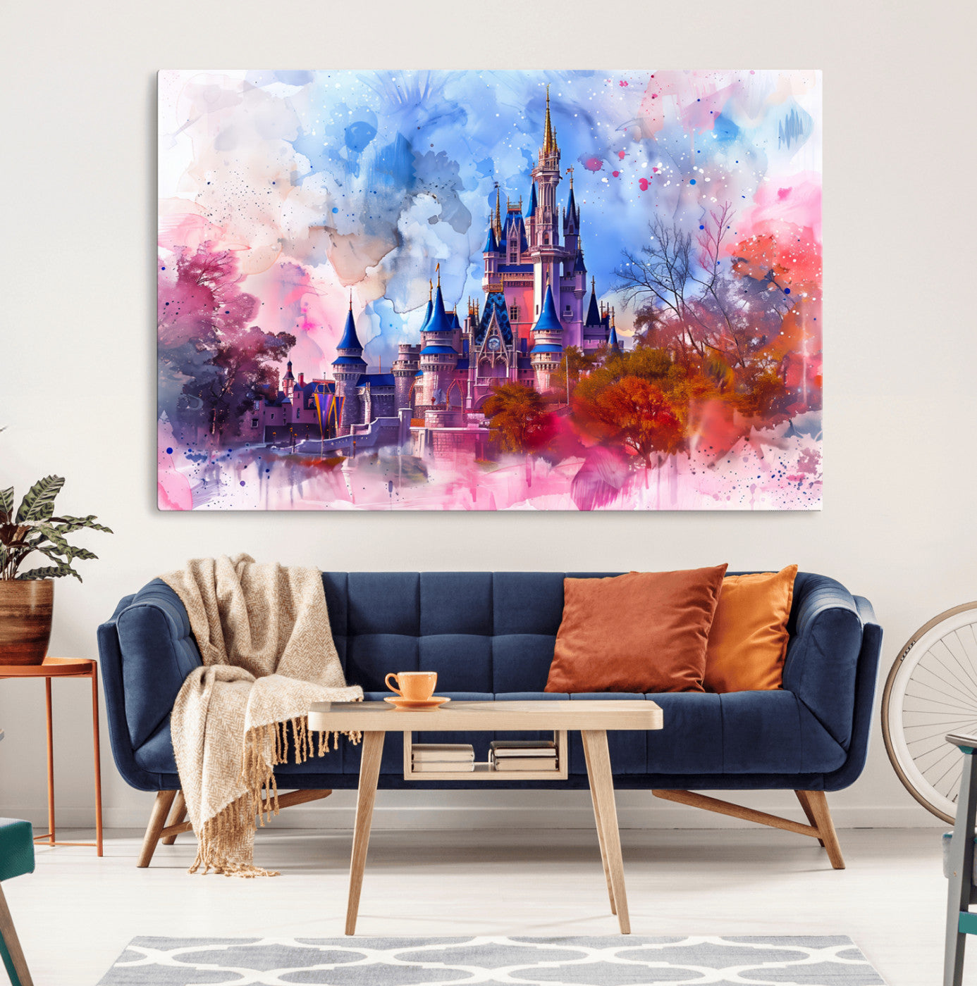 MGV-CV-36X24 - Disney Wall Art: Dreamy Watercolor Cinderella Castle Canvas Print