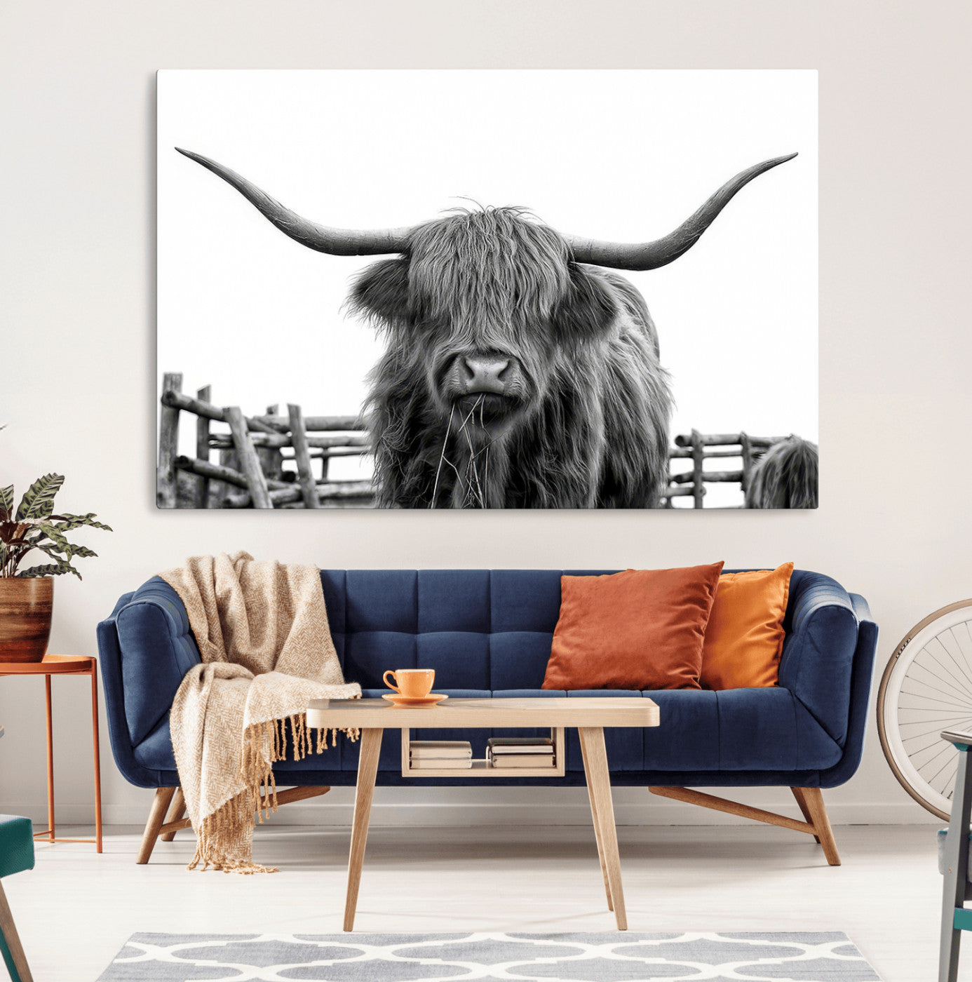 58188-MGV-CV-36X24-Longhorn Canvas Print, Bighorn Cow Wall Art Canvas Print