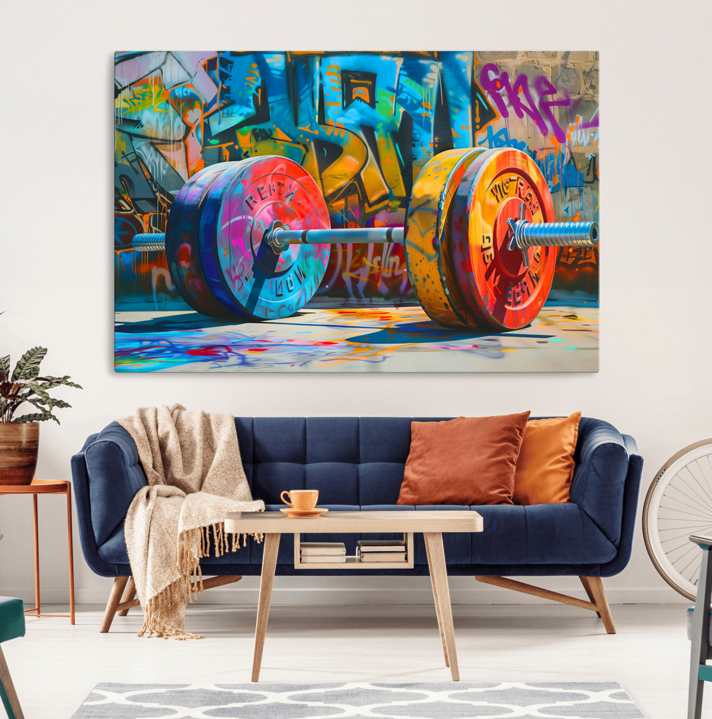 MGV-CV-36X24 - Fitness Gym Barbell Graffiti Wall Art Canvas Print
