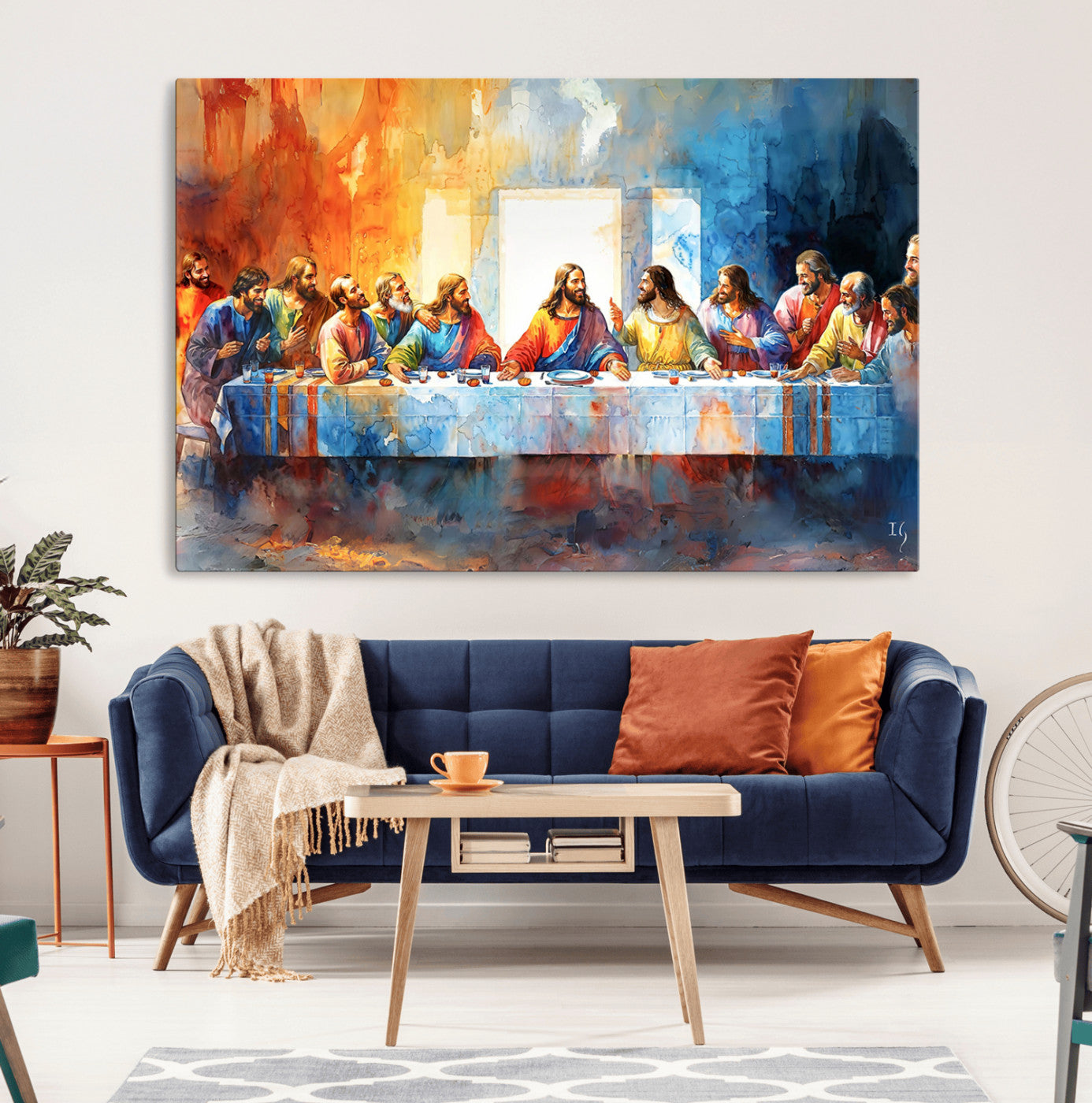 30929-MGV-CV-36X24-Abstract Watercolor The Last Supper Wall Art