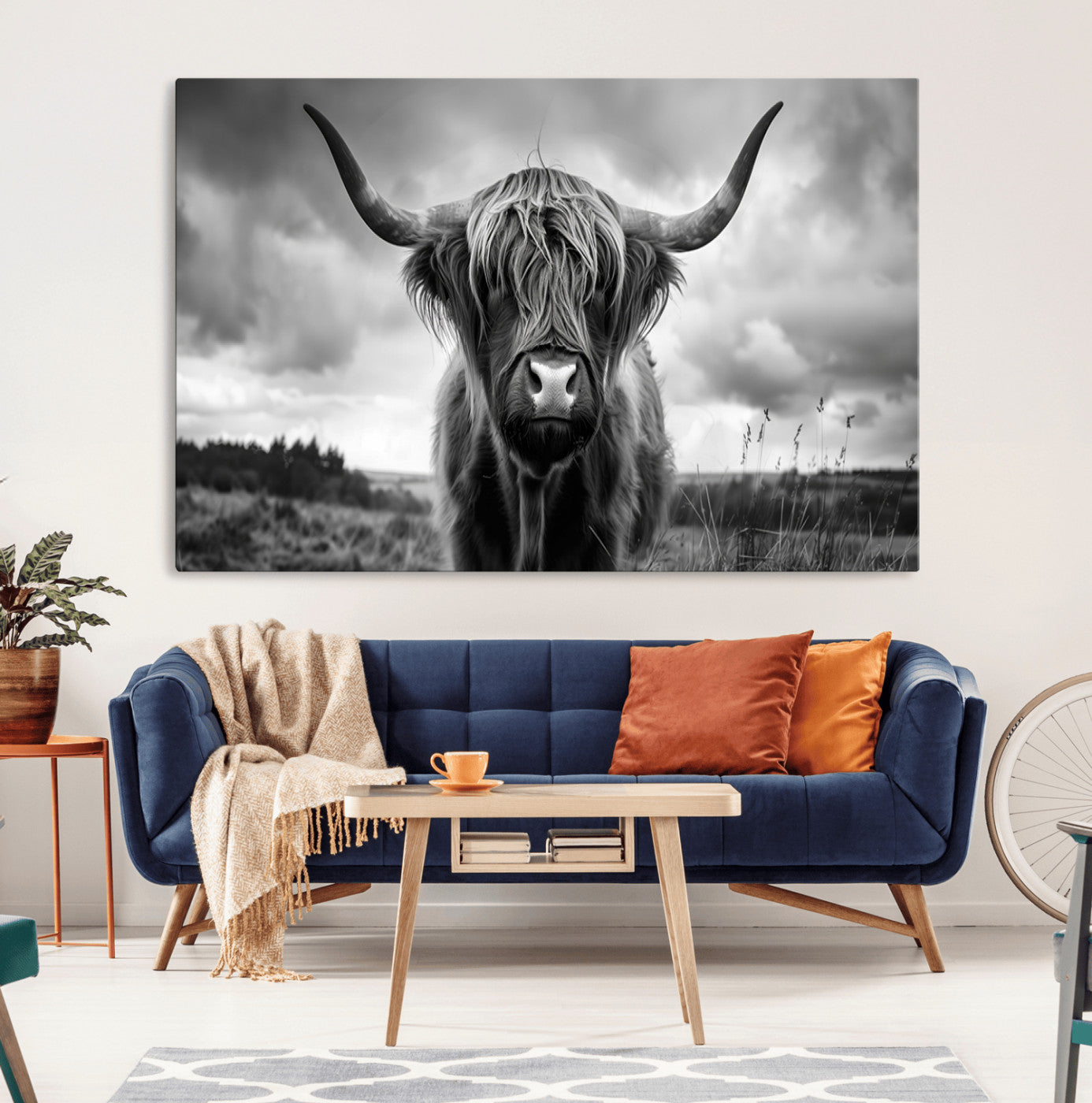 17924-MGV-CV-36X24-Scottish Cow Wall Art Canvas Print | Longhorn Wall Art | Bighorn Animal Wall Art