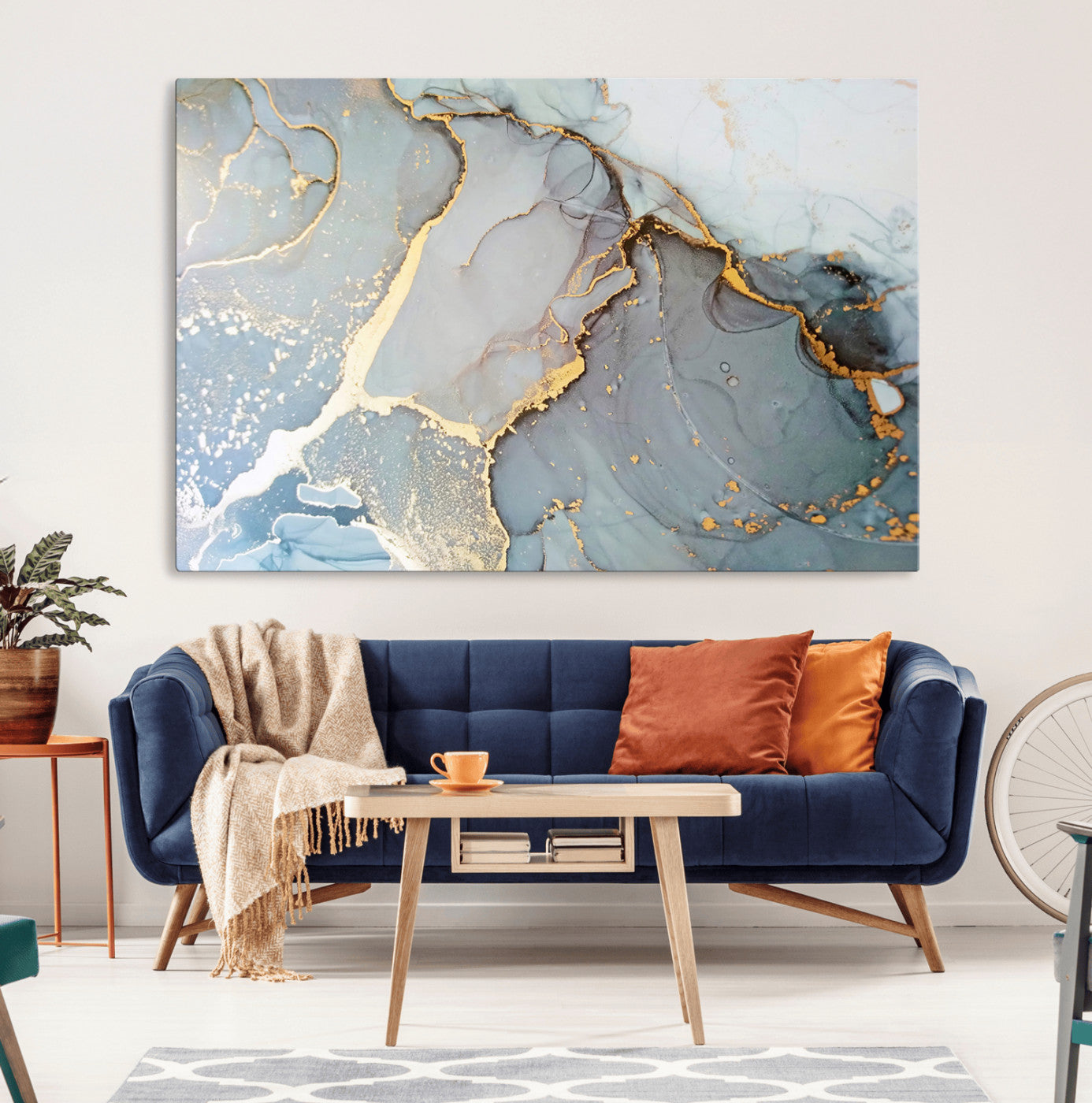 -Large Abstract Marble Wall Art Canvas Print for Living Room and Farmhouse Decor