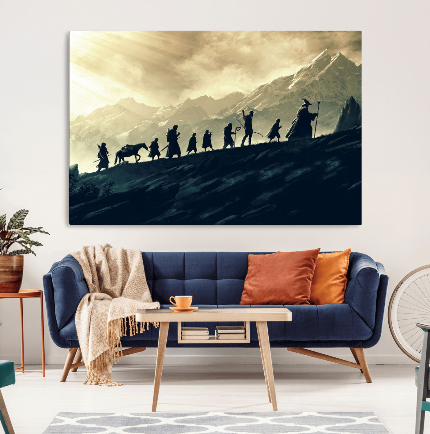 41574-MGV-CV-36X24-Lord of the Rings Silhouette Wall Art Capturing the Epic Quest Through Middle-Earth - The
