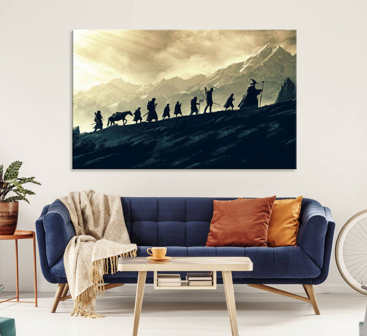 The living room features Lord of the Rings Silhouette Wall Art, capturing the epic quest through Middle-Earth.