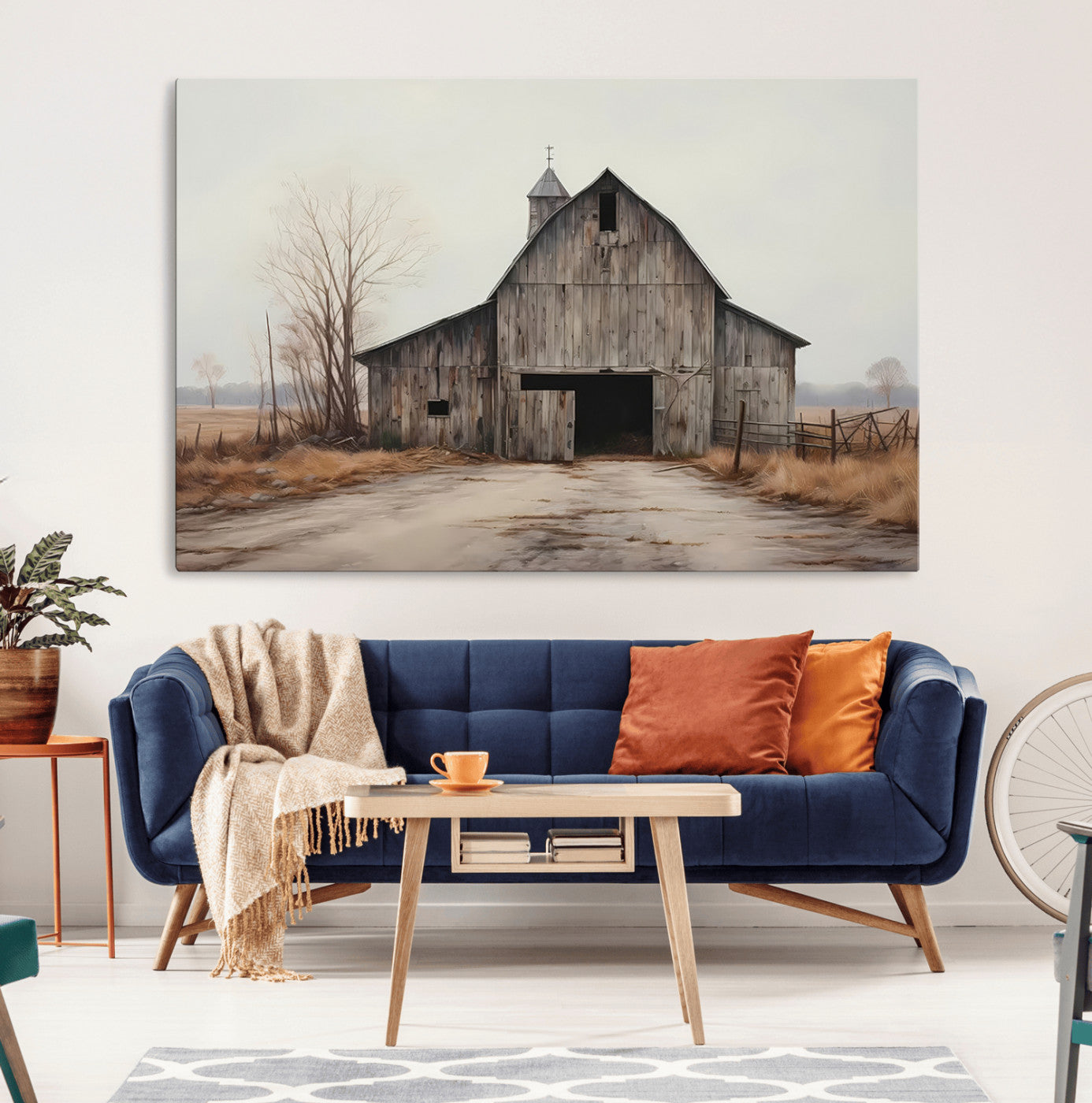 MGV-CV-36X24 - Farmhouse Rustic Barn Wall Art Canvas Print – Framed and Ready to Hang – Perfect Addition to Farmhouse Wall Décor