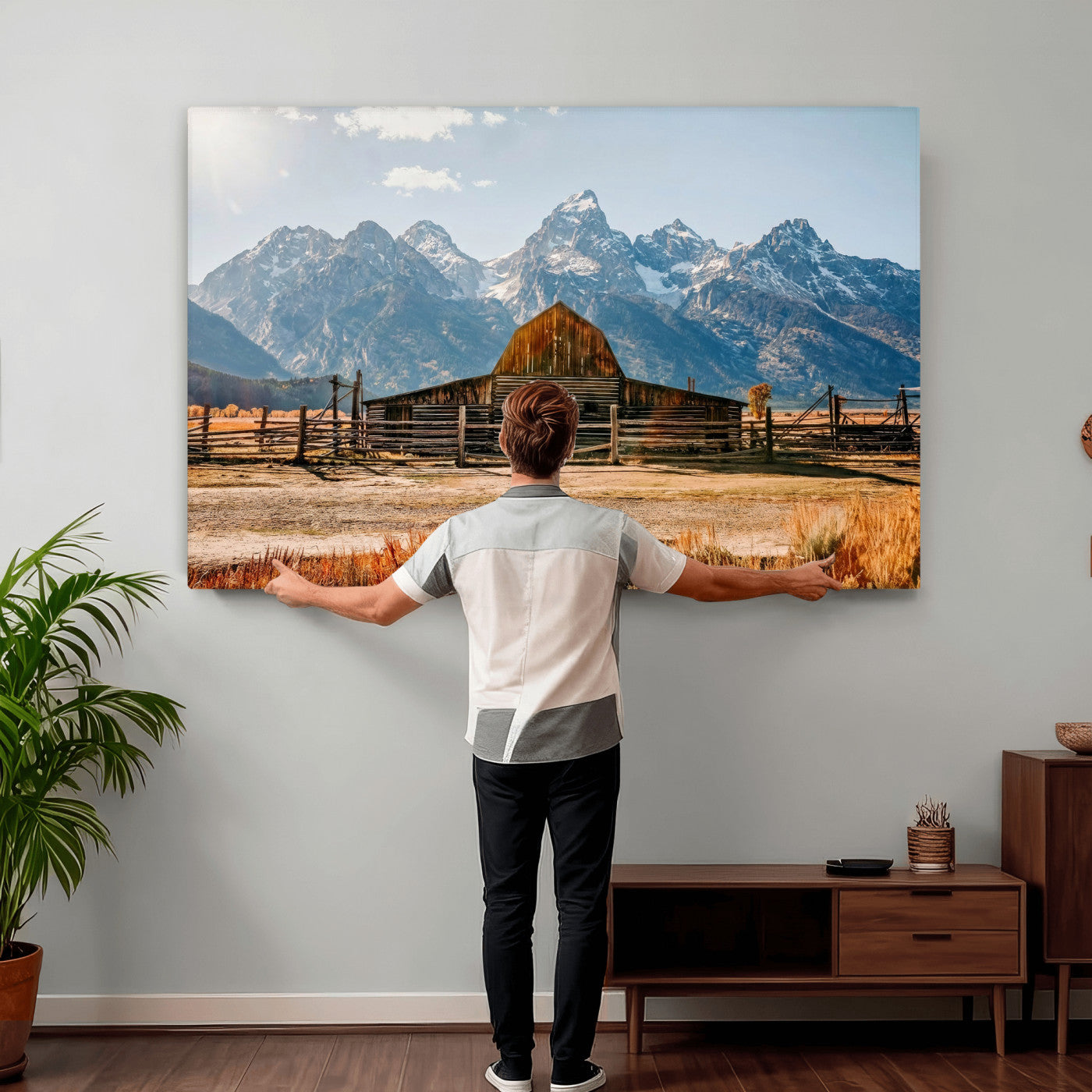 26513-MGV-CV-36X24 - Vintage Old Barn Field Wall Art Canvas Print for Farmhouse Decor - Rustic Barn Wall Art Canvas Print