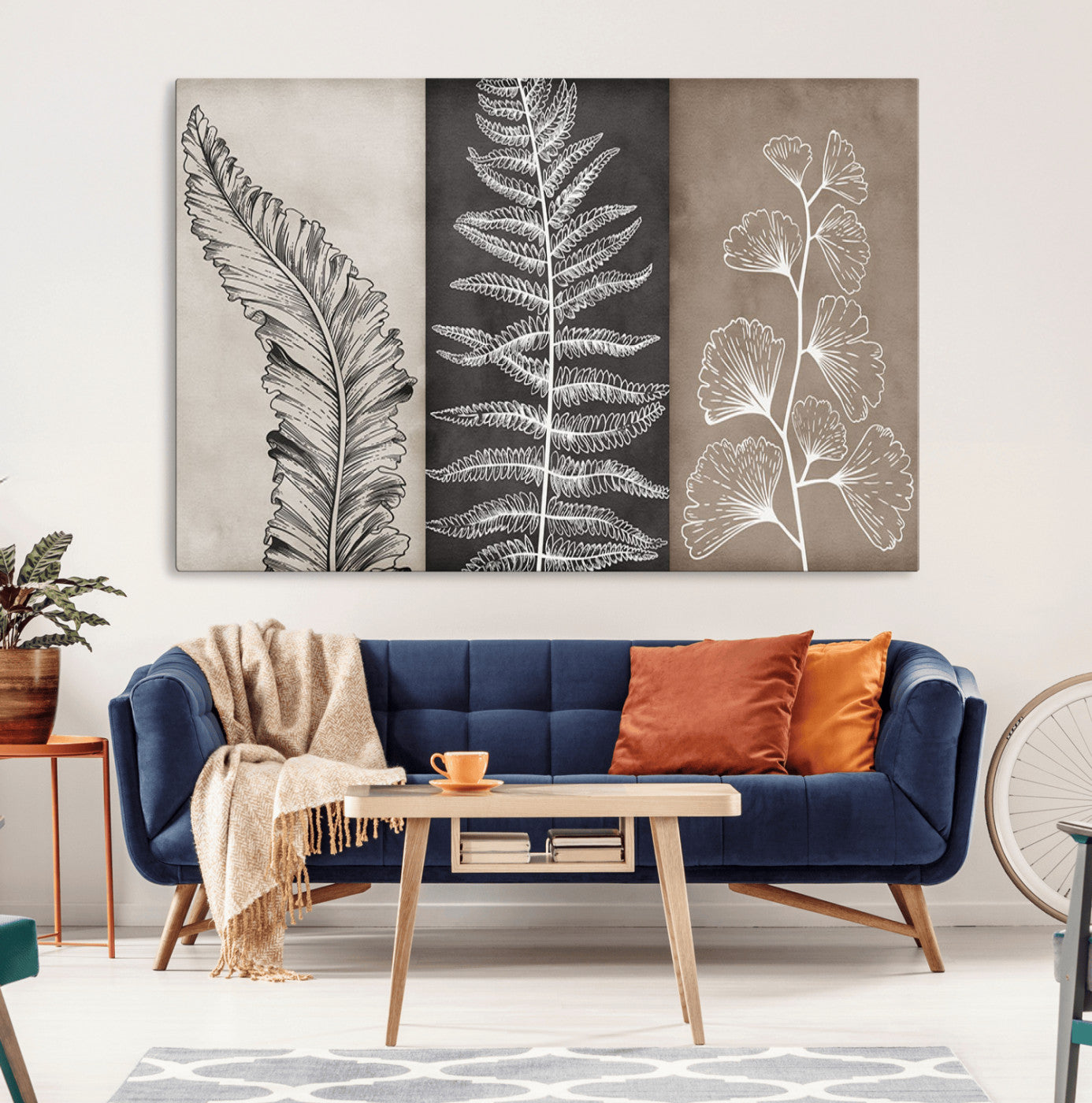 MGV-CV-36X24 - Minimalist Botanical Wall Art Canvas Print, Framed and Ready to Hang - Nature Art Print for Home