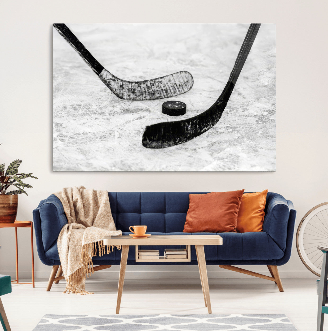 82900-MGV-CV-36X24-Winter Ice Hockey Sport Canvas Wall Art Print - Hockey Wall Art Print