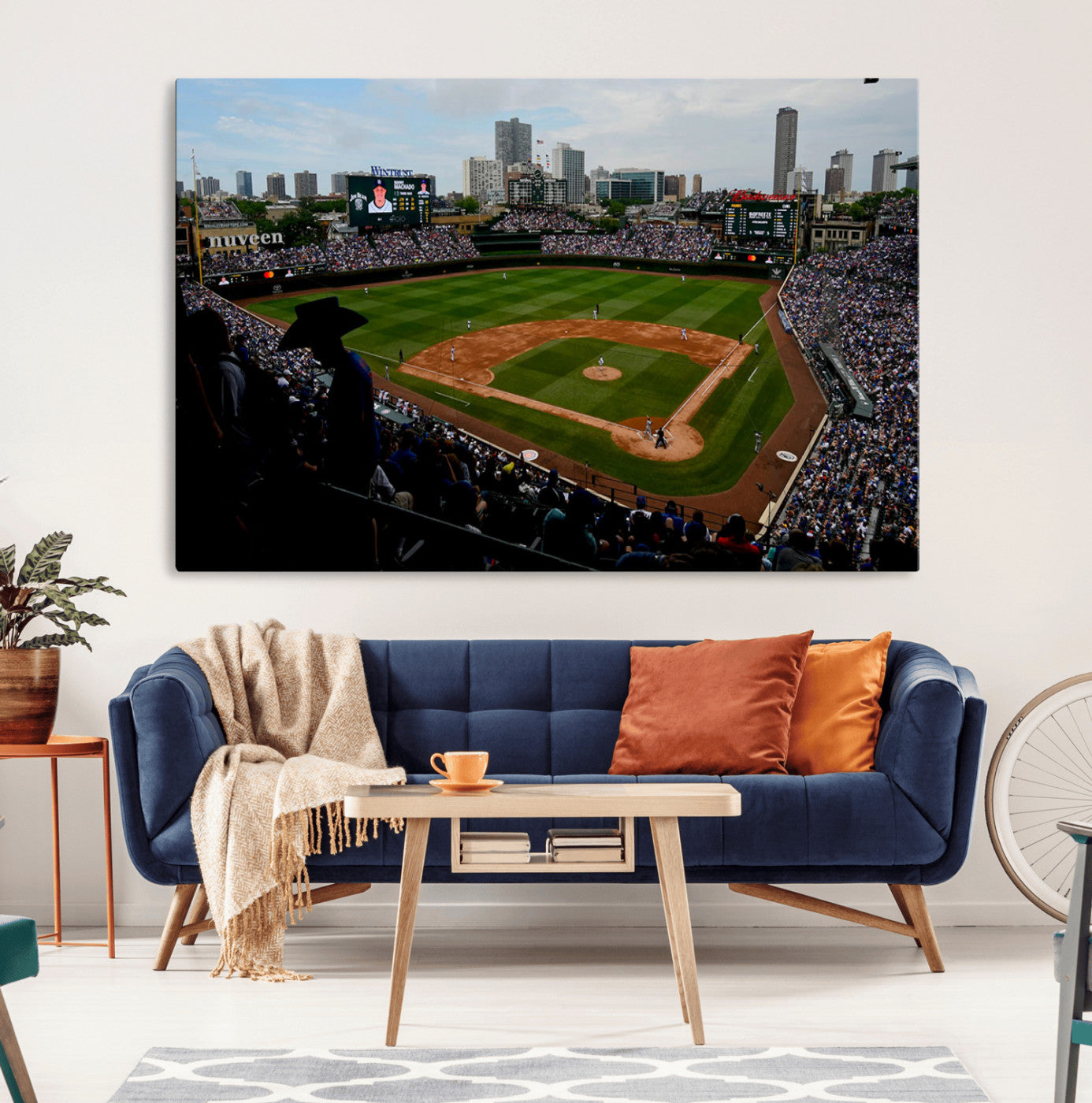 34859-MGV-CV-36X24-Chicago Cubs Baseball Team Print - Wrigley Field Stadium Wall Art Canvas Print