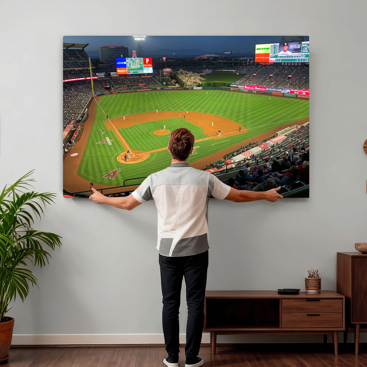 93707-MGV-CV-36X24 - Angel Stadium Aerial Canvas Print | Los Angeles Angels Baseball