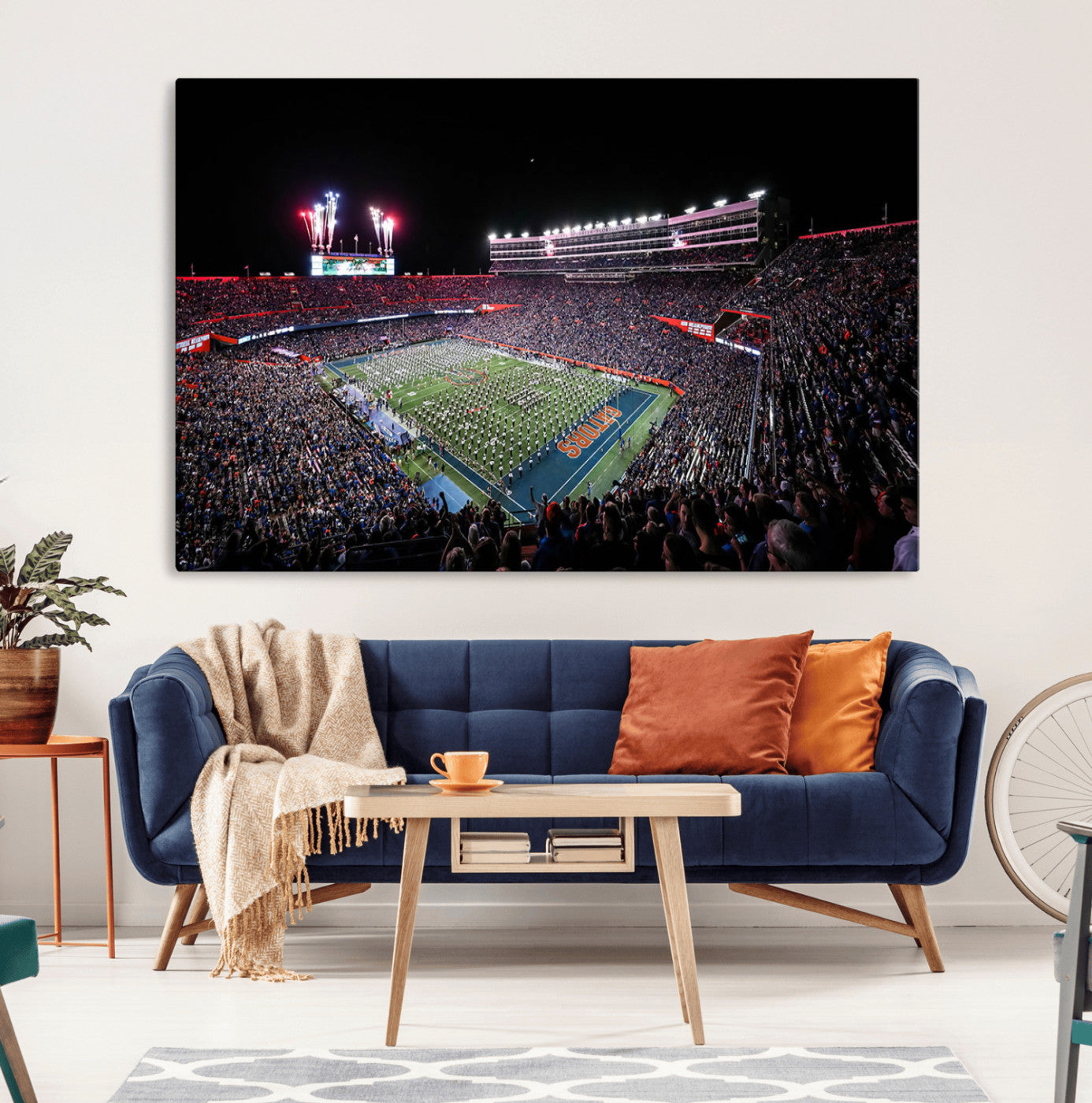 MGV-CV-36X24 - Ben Hill Griffin Stadium Night Game Triple Canvas Wall Art - Florida Gators Football Match