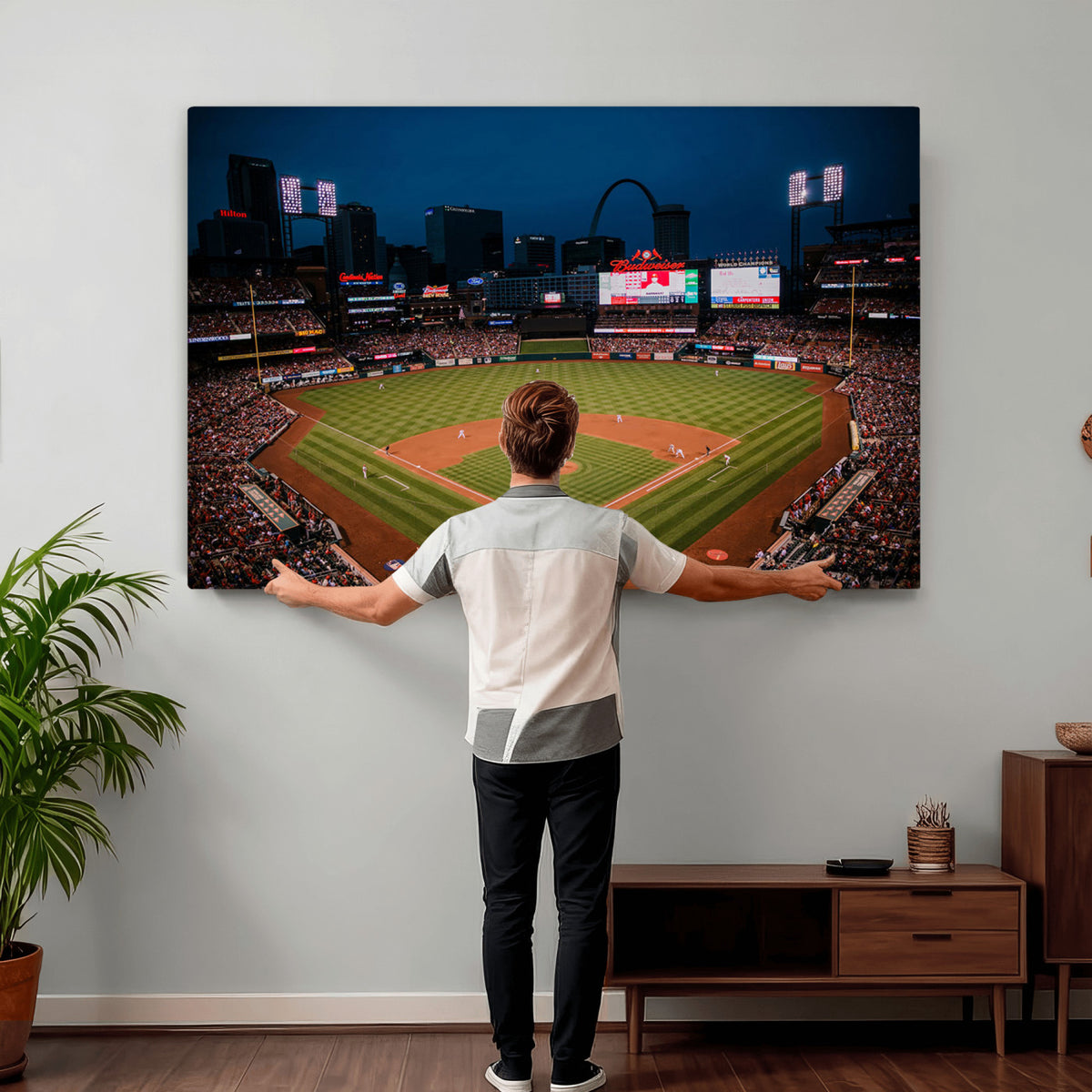 38612-MGV-CV-36X24 - St. Louis Cardinals Baseball Team Print - Busch Stadium Wall Art