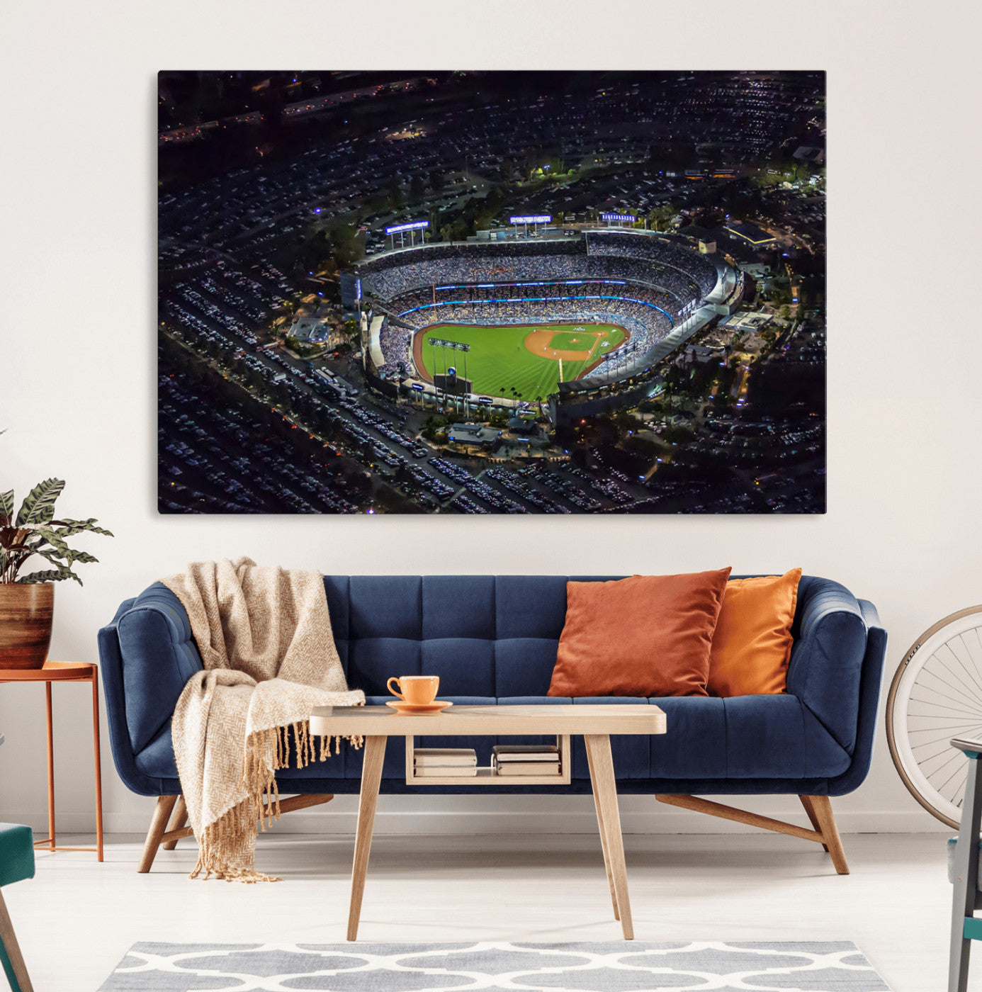 16515-MGV-CV-36X24-Los Angeles Dodgers Baseball Team Print - California Dodger Stadium Wall Art Canvas Print