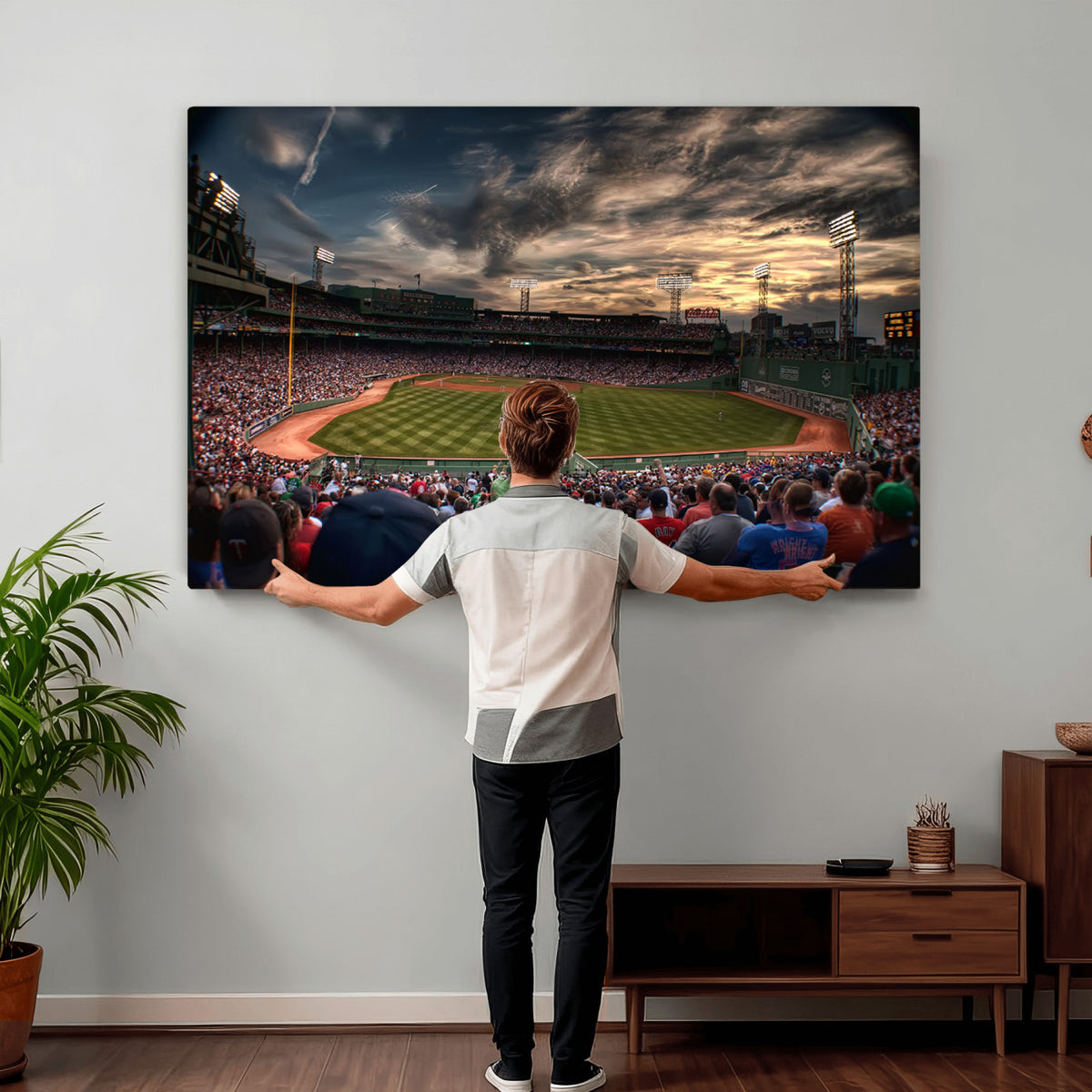 53432-MGV-CV-36X24 - Boston Red Sox Baseball Team Print, Massachusetts Fenway Park Stadium Wall Art Canvas Print