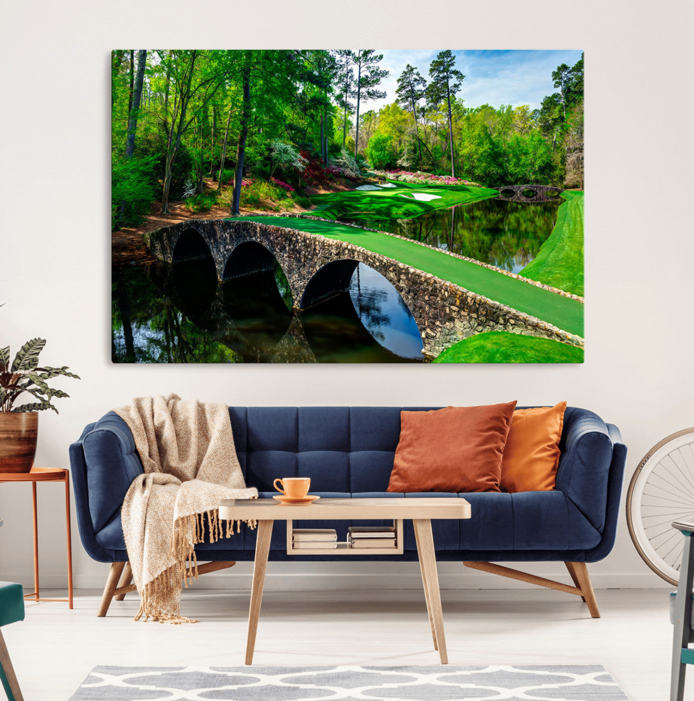 MGV-CV-36X24 - Augusta National Golf Club Wall Art - Panoramic Bridge & Lush Greenery – Premium Framed,