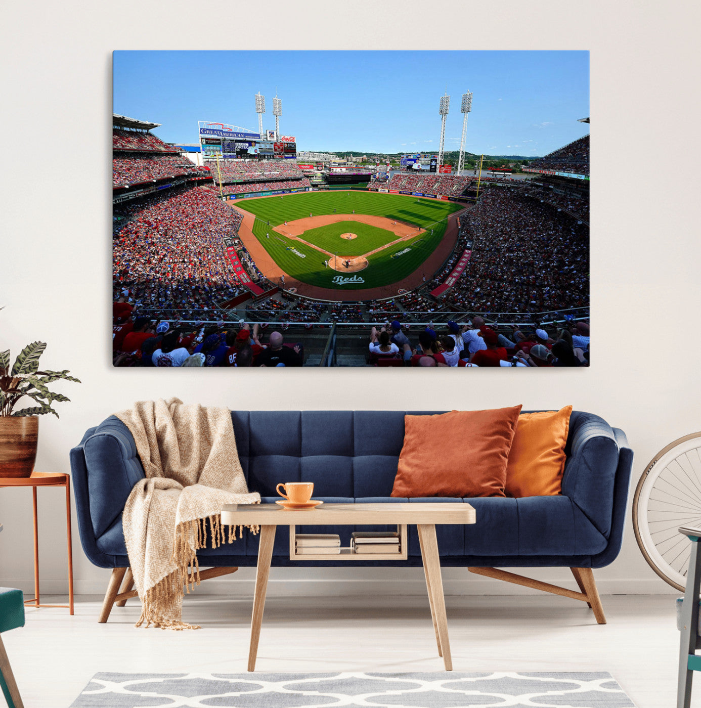 90998-MGV-CV-36X24-Cincinnati Reds Baseball Canvas Print - Great American Ball Park Stadium Wall Art Canvas Print