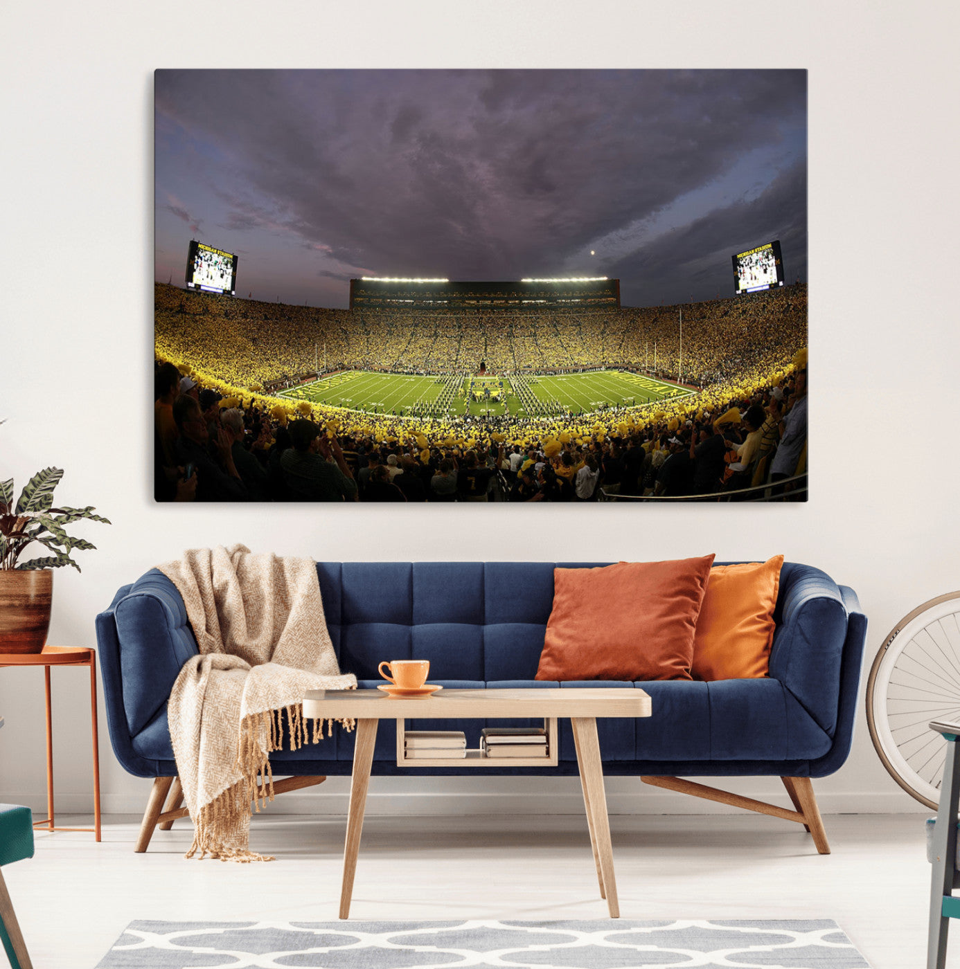 MGV-CV-36X24 - Michigan Wolverines Football Team Print - Michigan Stadium Wall Art Canvas Print