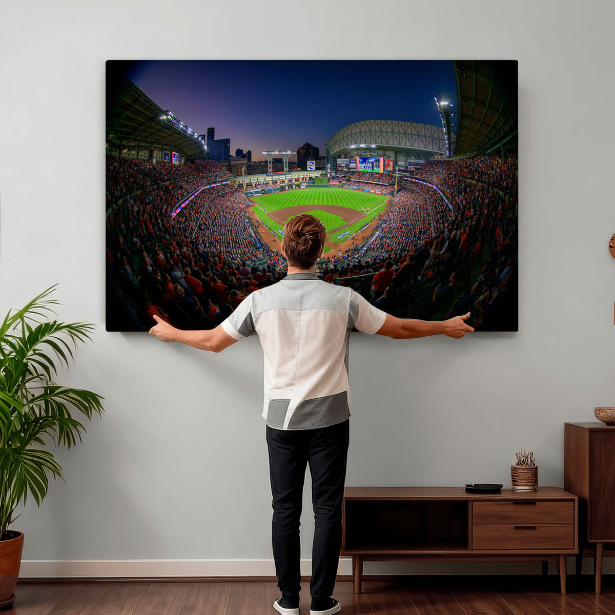 44322-MGV-CV-36X24 - Houston Astros Baseball Print Canvas, Houston Minute Maid Park Stadium Wall Art