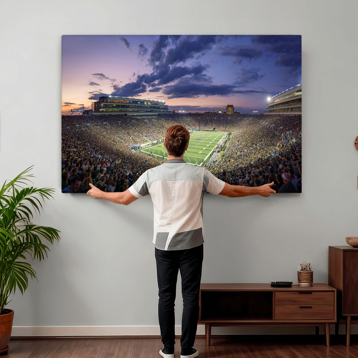 50825-MGV-CV-36X24 - Notre Dame Fighting Irish Football Team Print, Notre Dame Stadium Wall Art Canvas Print