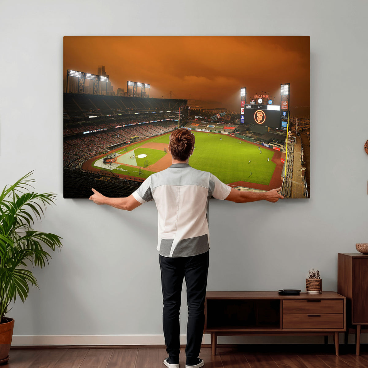 31315-MGV-CV-36X24 - San Francisco Giants Baseball Team Print, Oracle Park Stadium Wall Art Canvas Print