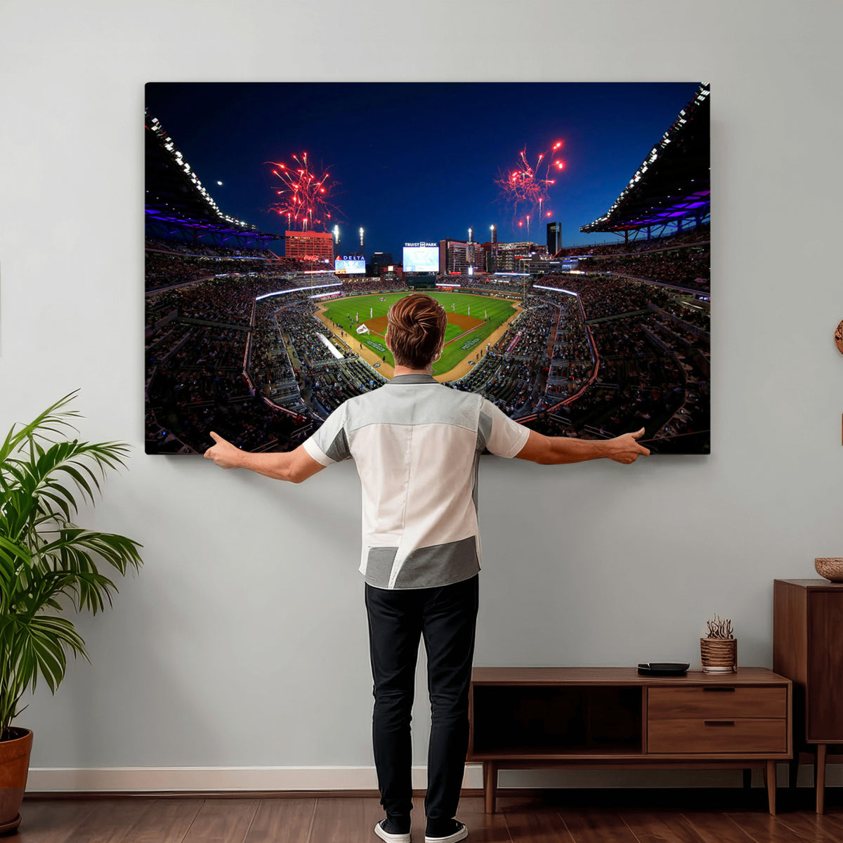 50582-MGV-CV-36X24 - Truist Park Atlanta Braves Baseball Stadium Wall Art Print | Large 3-Panel Canvas Print for Sports