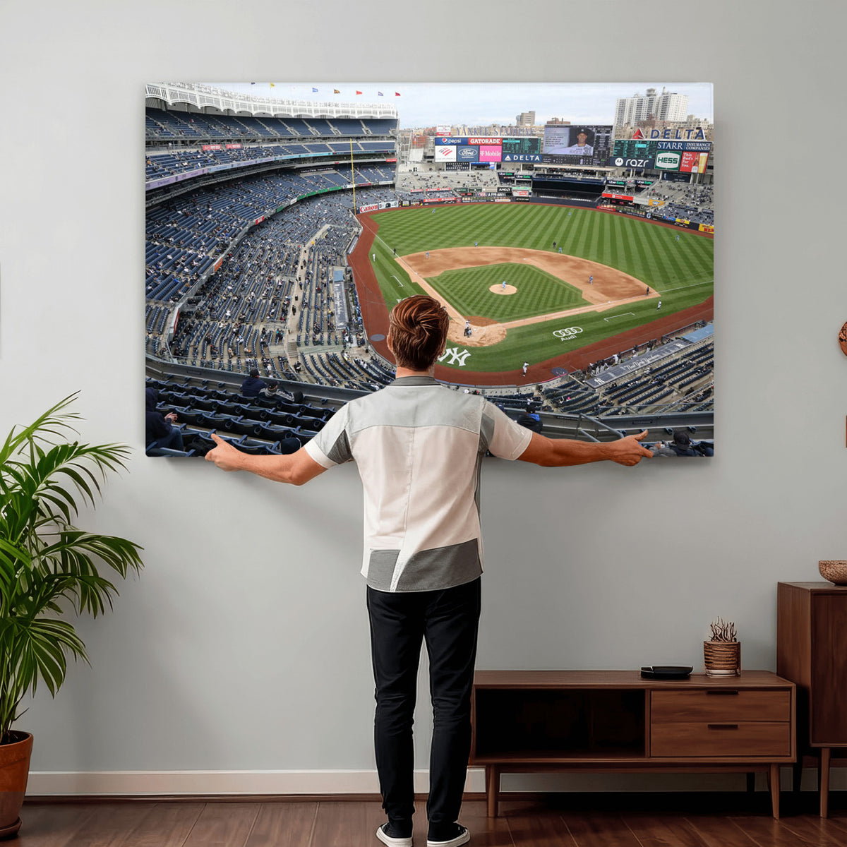 45784-MGV-CV-36X24 - New York Yankees Baseball Team Print, Yankee Stadium Wall Art Canvas Print