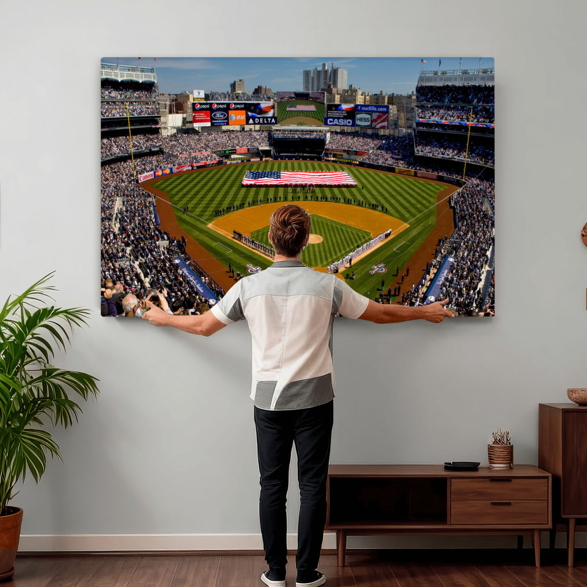 20879-MGV-CV-36X24 - Yankee Stadium New York Wall Art Print | 3-Panel Canvas Print of Yankees Baseball Stadium