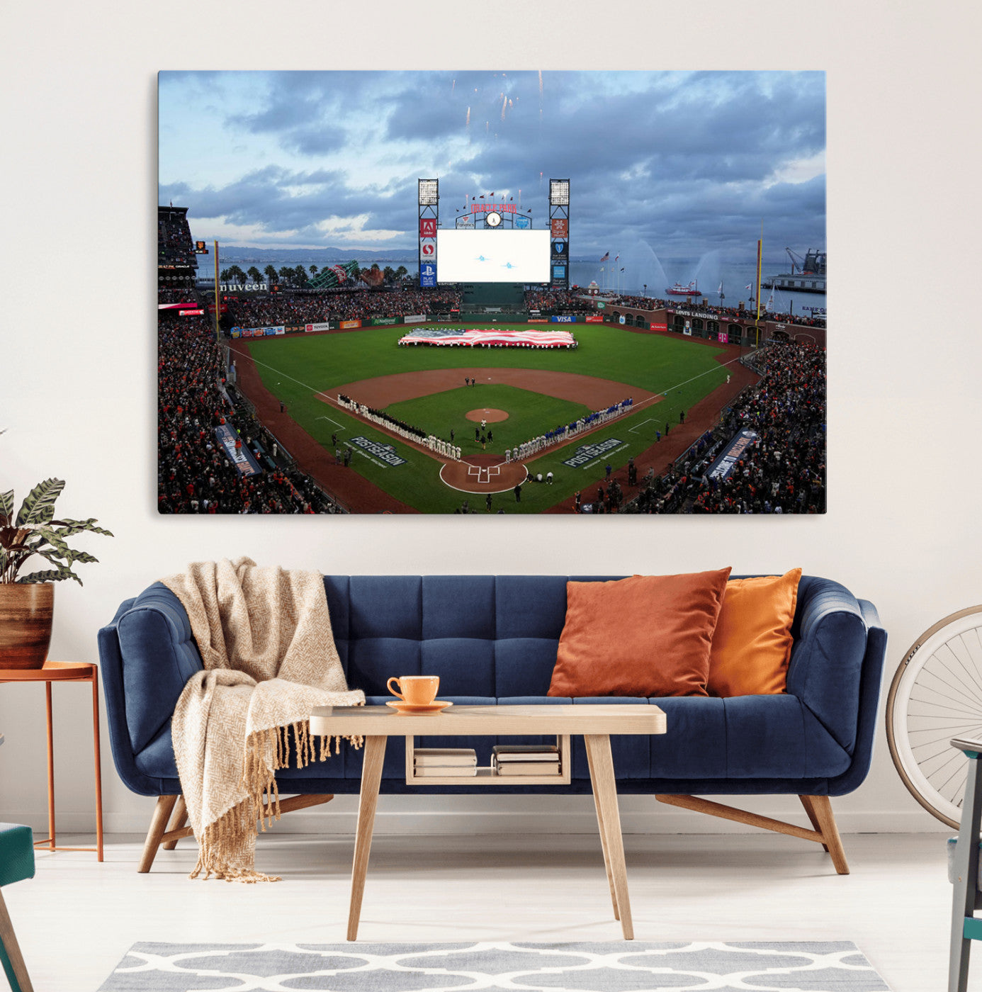 MGV-CV-36X24 - Oracle Park San Francisco Giants Wall Art | 3-Panel Canvas Print of Oracle Park Stadium | Large Framed Baseball Wall Decor | Ready-to-Hang MLB Canvas Print