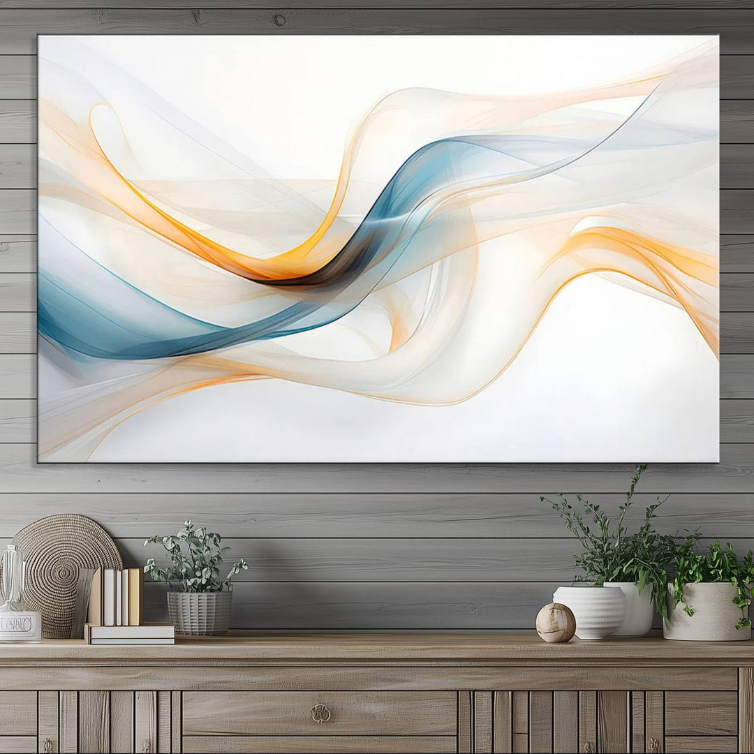 Decorative Turquoise Abstract Wave Wall Art Canvas Print.