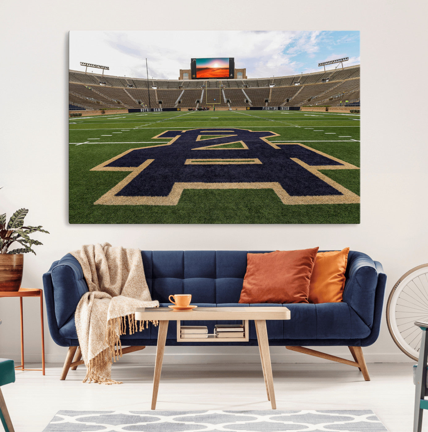 MGV-CV-36X24 - Notre Dame Stadium Giclee Canvas Print | Triptych Wall Art Featuring Iconic Notre Dame Football Field | Ready-to-Hang Sports Stadium Decor