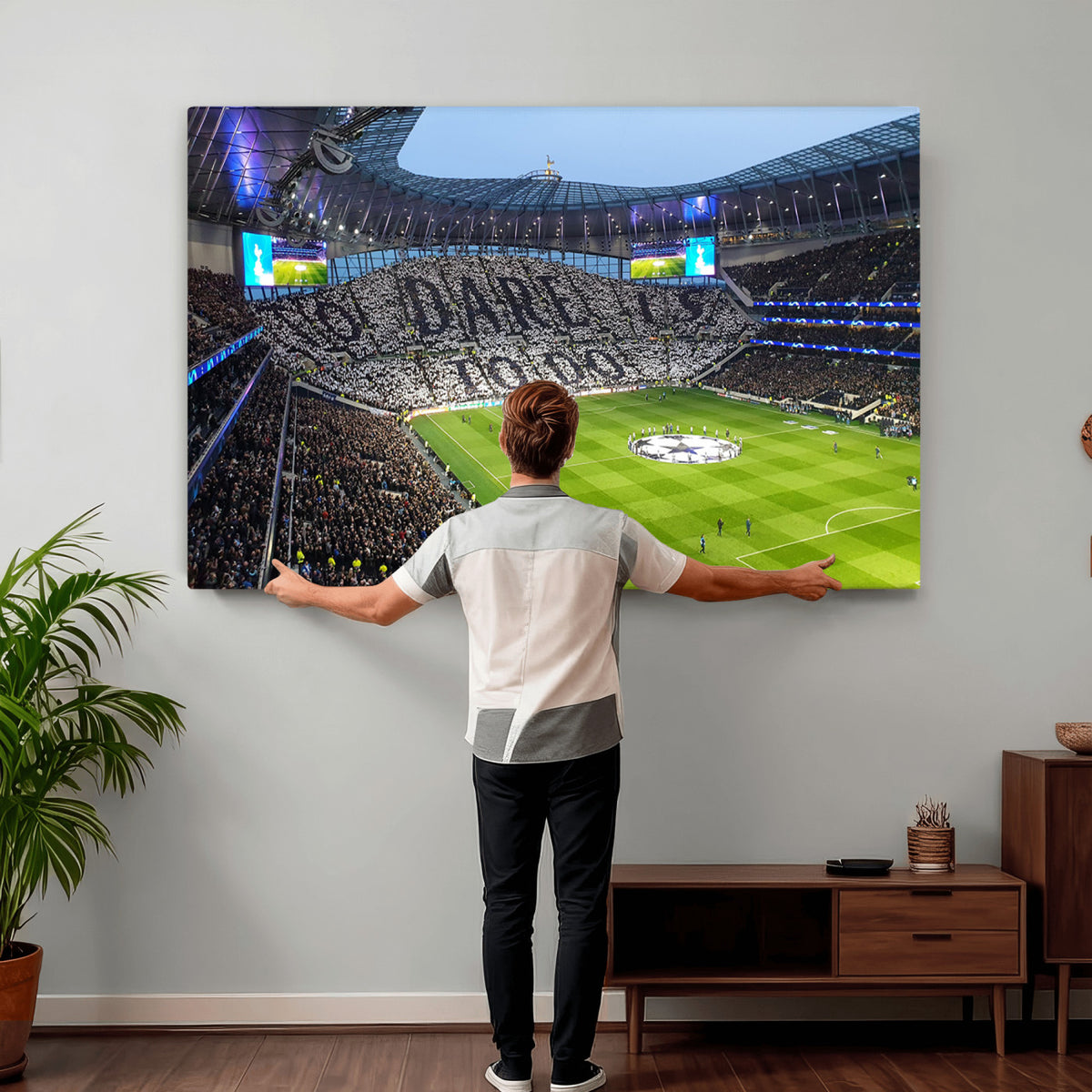 38765-MGV-CV-36X24 - Tottenham Hotspur Stadium Canvas Print, Match Day Triple Canvas Wall Art