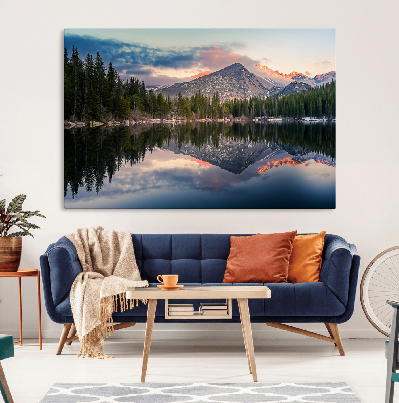 MGV-CV-36X24 - Bear Lake Reflection at Rocky Mountain National Park Wall Art Canvas Print, Scenic Mountain