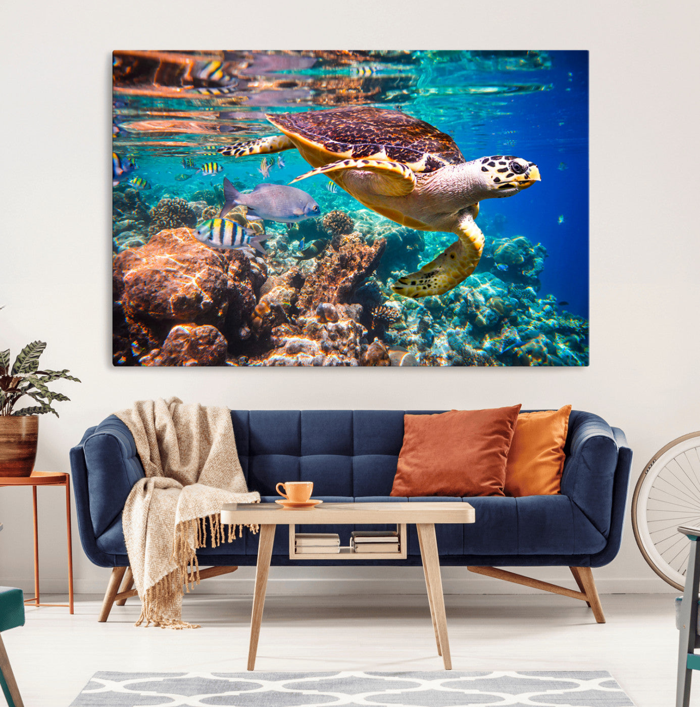 MGV-CV-36X24 - Sea Turtle Wall Art Canvas Print – Vibrant Ocean Coral Reef Décor, Ready to Hang