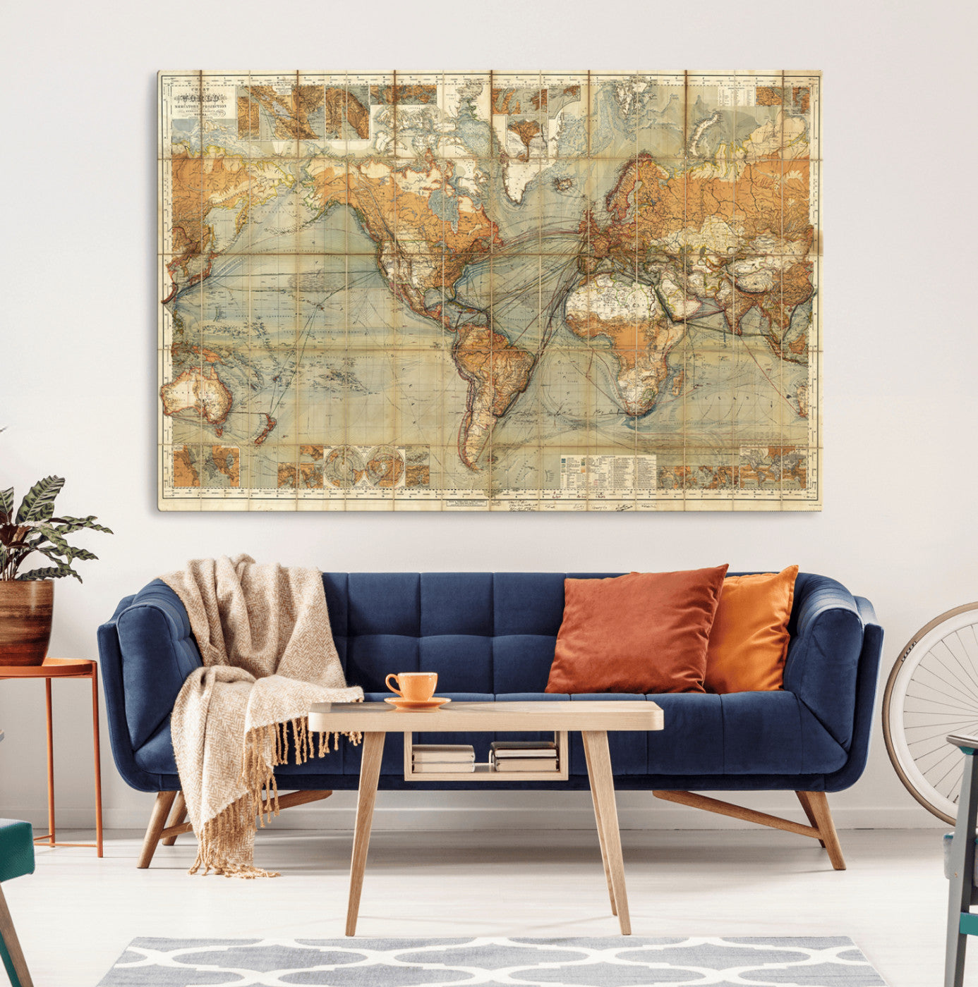 91338-MGV-CV-36X24-Push Pin World Map Canvas Print – Travel Tracker Wall Art for Couples, Perfect Anniversary Gift for Home or Office Decor