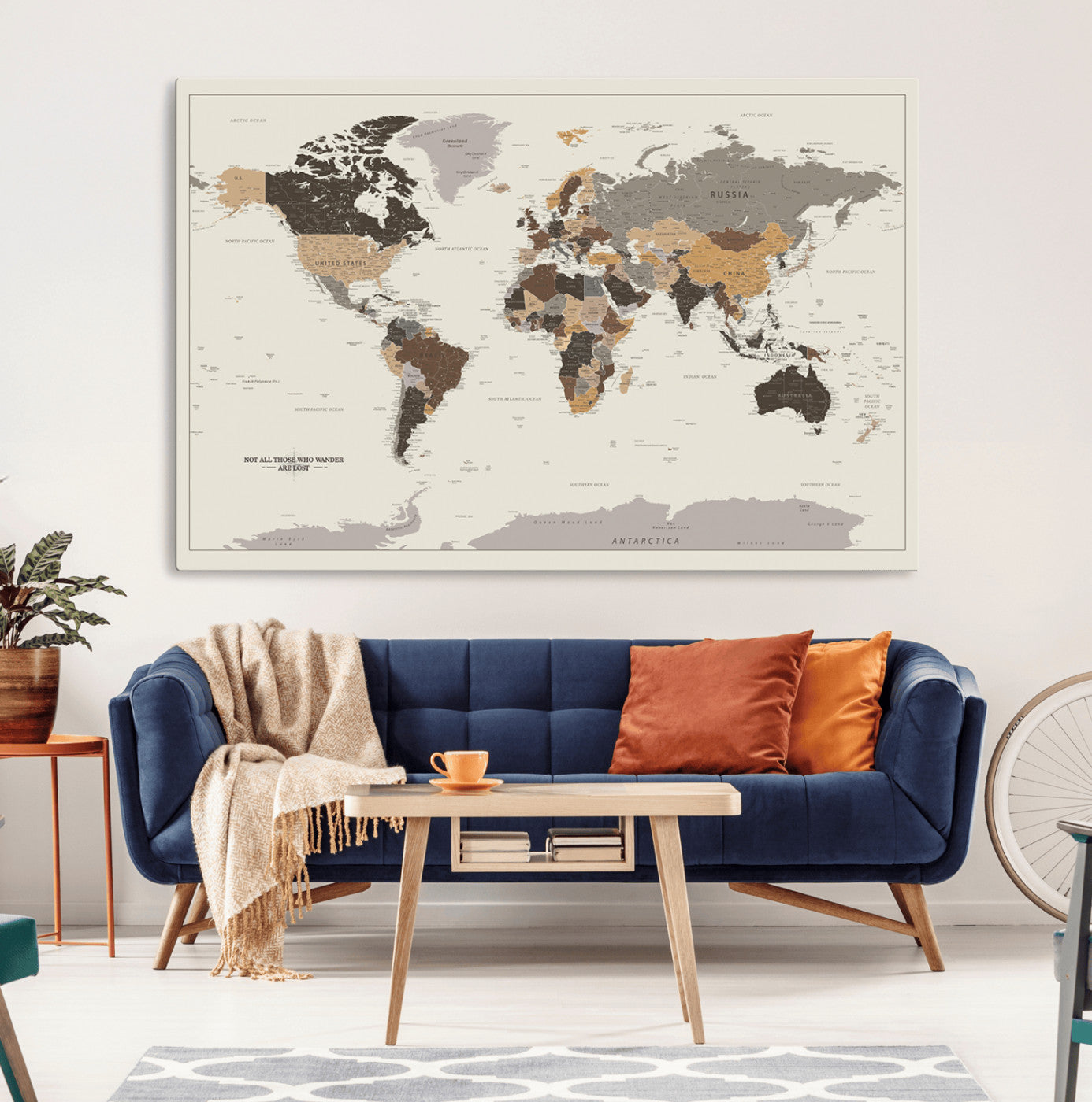 90426-MGV-CV-36X24-Push Pin World Map Canvas Print – Travel Tracker Wall Art for Couples, Perfect Anniversary Gift for Home or Office Decor