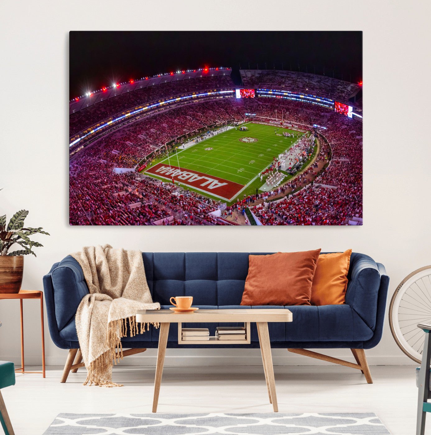 MGV-CV-36X24 - Bryant-Denny Stadium Night Game Triple Canvas Wall Art - Alabama Crimson Tide Football Match