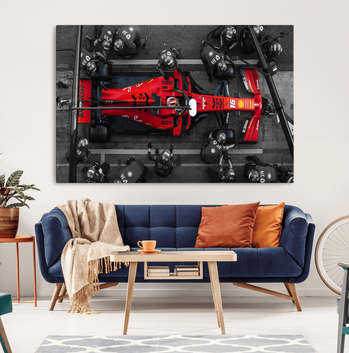 99356-MGV-CV-36X24-Ferrari Pit Stop Canvas Wall Art – Precision and Speed Captured in Bold Motorsport Imagery – Ready