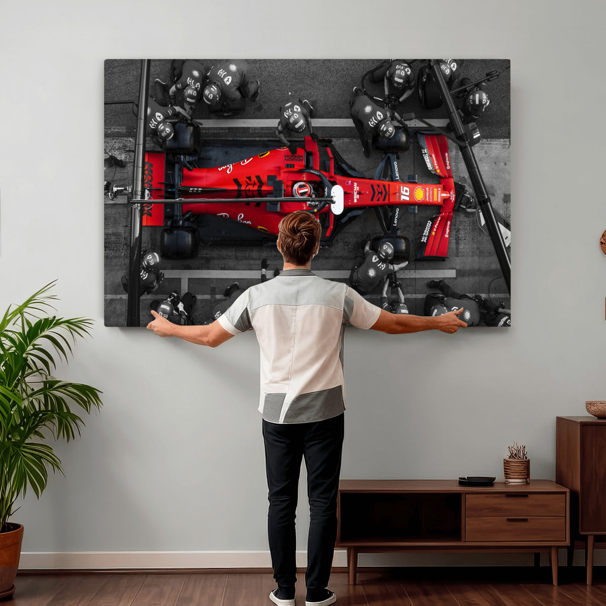 99356-MGV-CV-36X24 - Ferrari Pit Stop Canvas Wall Art | Precision and Speed