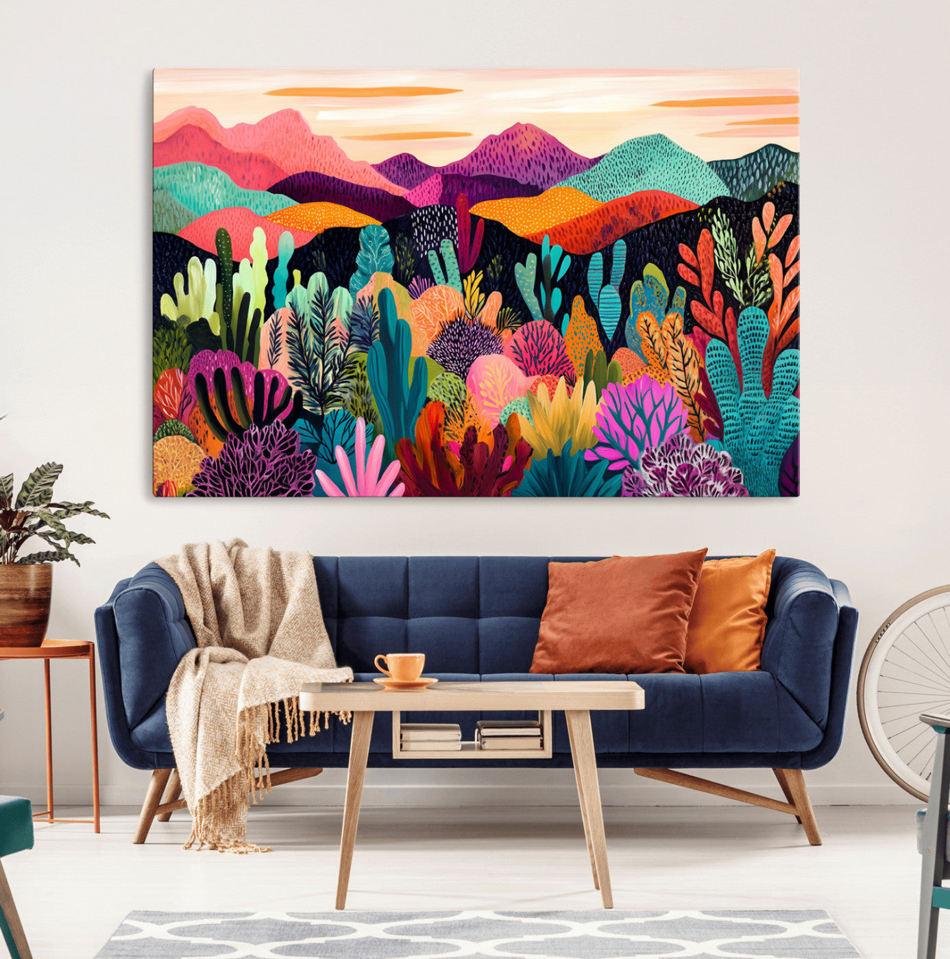 MGV-CV-36X24 - Abstract Kusama Print - Landscape Canvas Wall Art Print - Vibrant Modern Decor for Living Room,