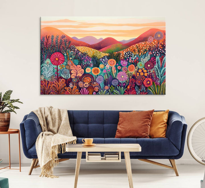 Yayoi Kusama 1986 Wall Art Print – Yayoi Kusama Wabi Sabi Japanese Wall Art Print - Vibrant Abstract Landscape Canvas