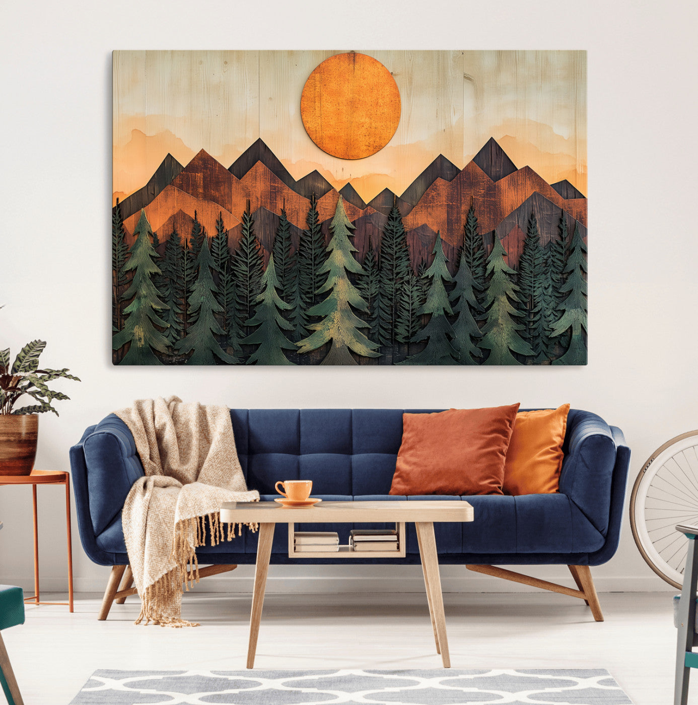 77739-MGV-CV-36X24-Sunset Mountain Landscape Canvas Wall Art Print - Nature Decor for Living Room, Office