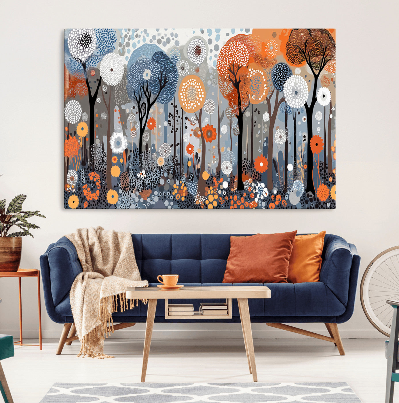 48857-MGV-CV-36X24-Abstract Winter Landscape Canvas Wall Art Print - Large Colorful Nature Wall Decor
