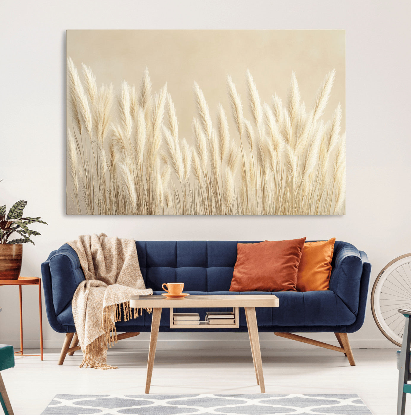 MGV-CV-36X24 - Grass Wall Art Print - Elegant Neutral Decor for Living Room, Boho Minimalist Artwork, Ready to Hang
