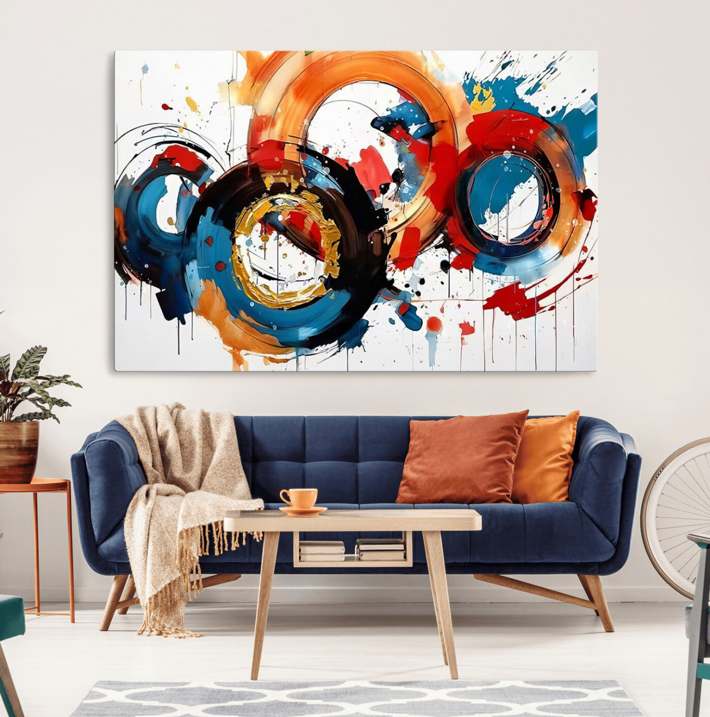 MGV-CV-36X24 - Abstract Wall Art, Rings Wall Art Canvas Print