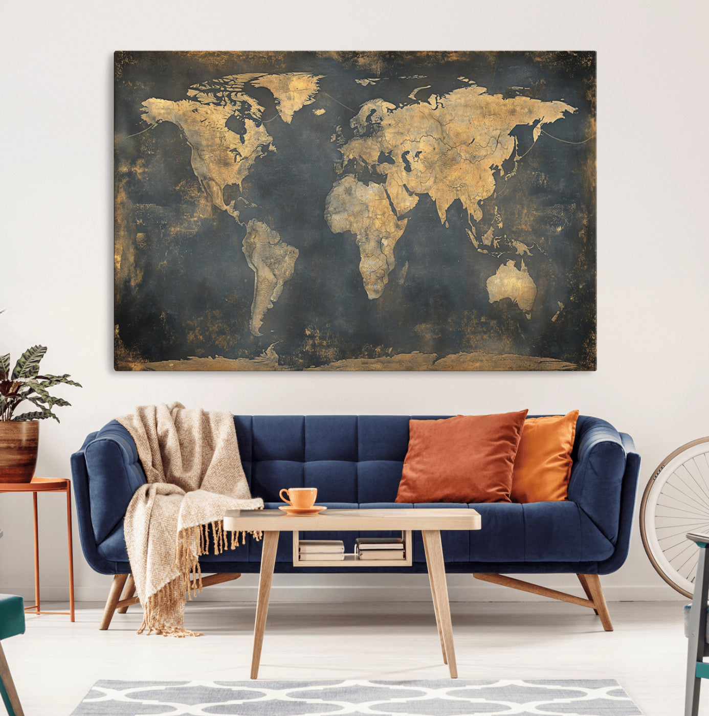 54473-MGV-CV-36X24-Push Pin World Map Canvas Print – Travel Tracker Wall Art for Couples, Perfect Anniversary Gift for Home or Office Decor