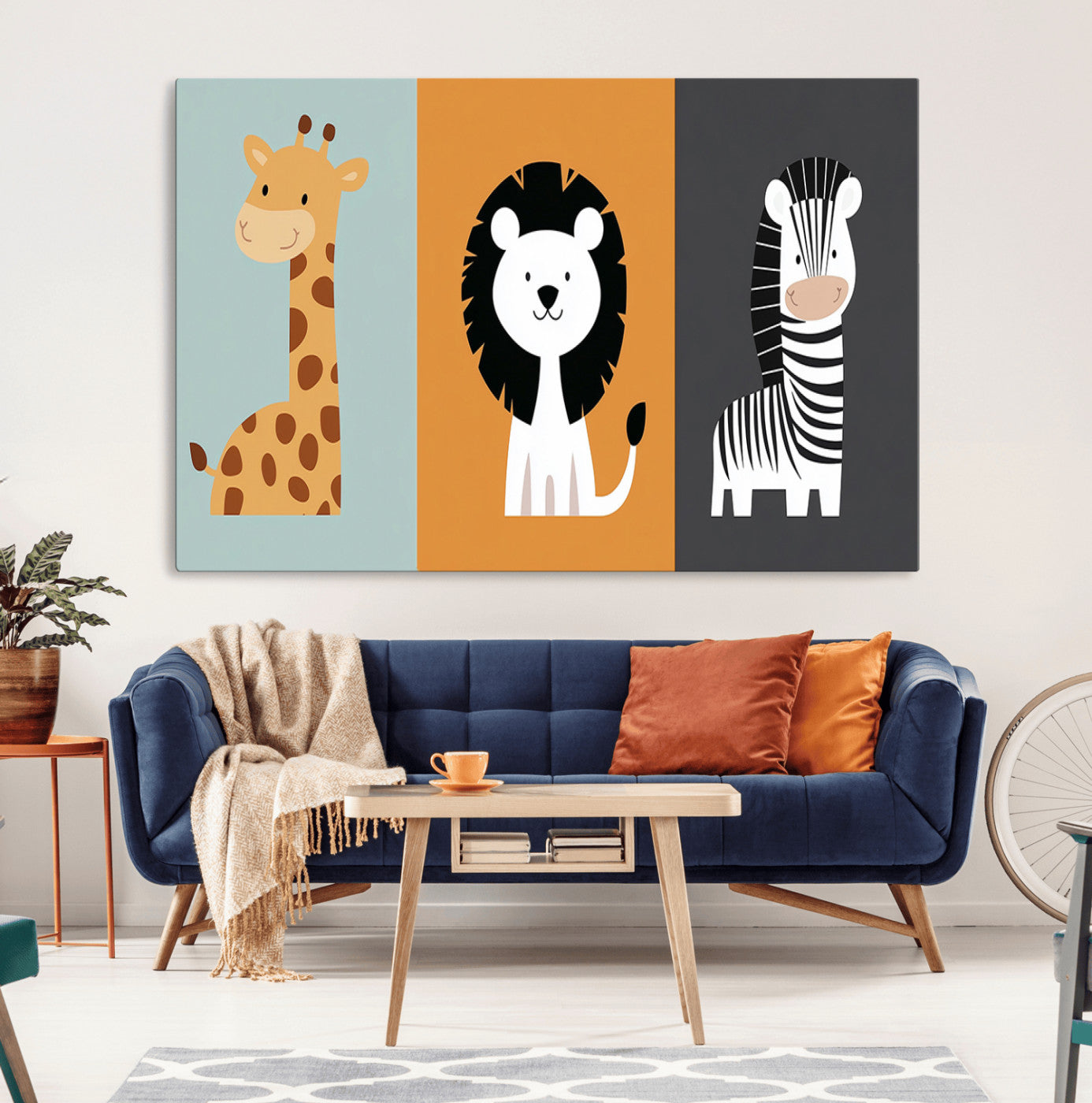MGV-CV-36X24 - Boho Jungle Animal Nursery Wall Art Prints - Safari Decor in Earth Tones for Modern and Stylish